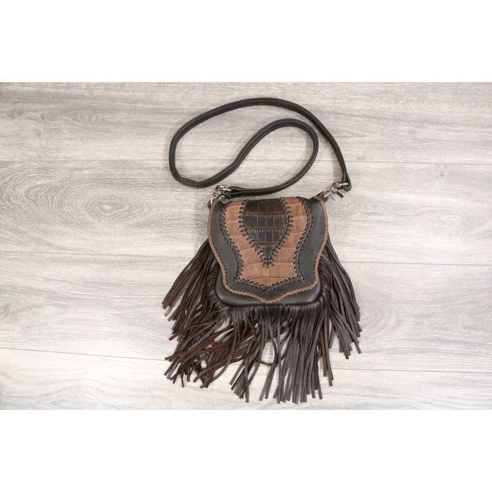 Tribe America Crossbody Waist Bag Fringe Brown Leather